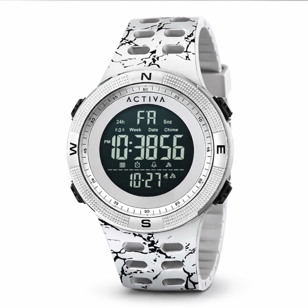 Ativa White and Black Marble Digital Sport Watch